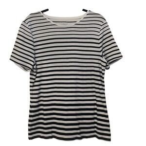 Talbots Blue White Shirt Sleeve T‎ Shirt Large
